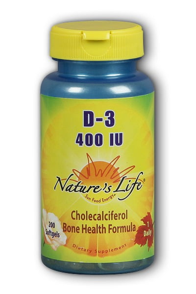 nature's life d-3 softgels, cholecalciferol, 400 iu, 200 count