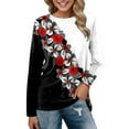 thumbnail image 1 of Femmes Daily Tops Manches Longues Confortable Imprimé Floral Tops Casual Manches Longues Col Tunique Pull-Over Chemises, 1 of 4