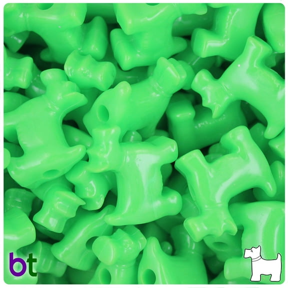 BeadTin Lime Opaque 24mm Scotty Dog Pony Beads (24pcs)