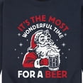 thumbnail image 3 of Instant Message - Most Wonderful Time For Beer Santa Christmas - Men's Crew Neck Fleece Pullover, 3 of 6