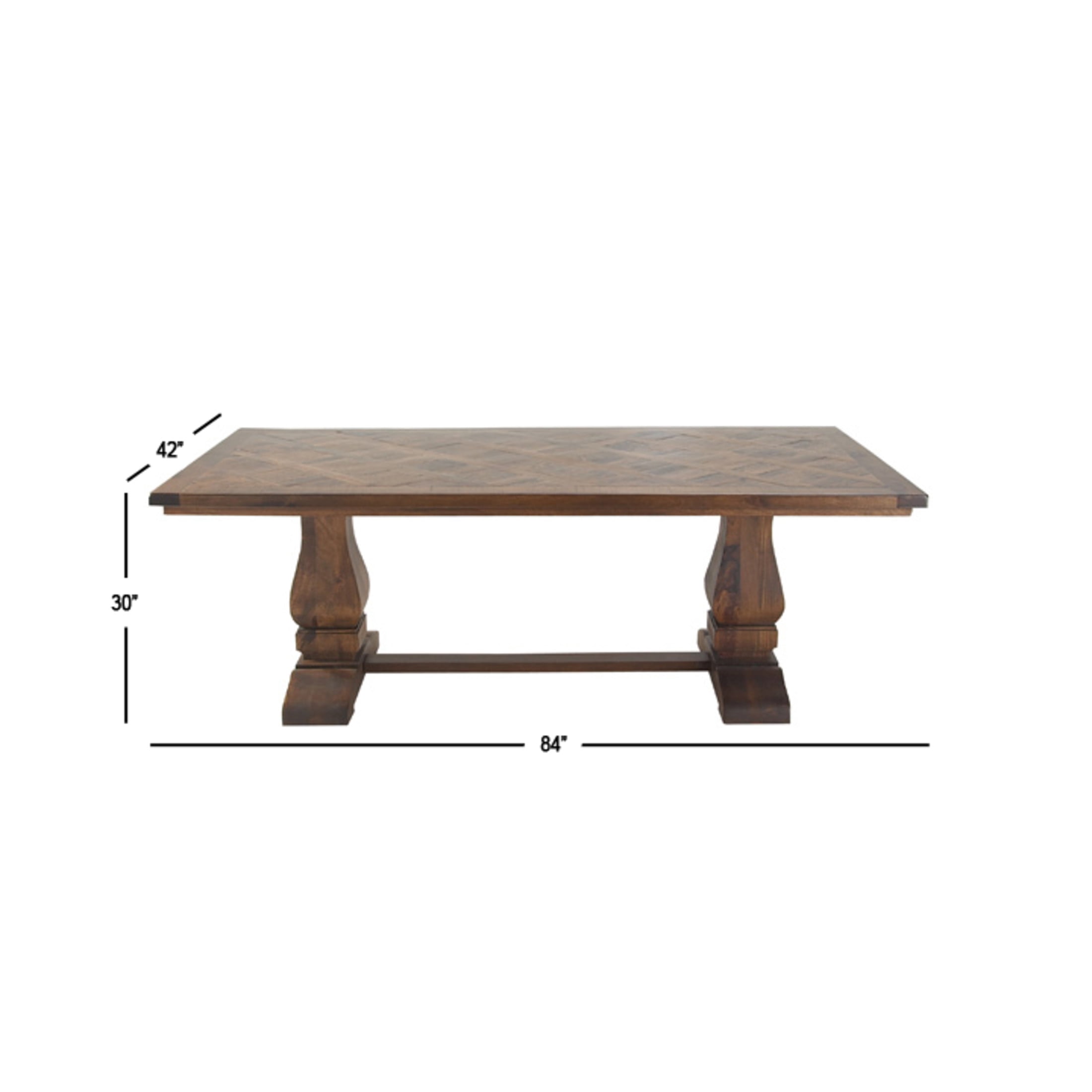 DecMode 84" x 30" Brown Mango Wood Dining Table with Parquet Inlay, 1-Piece