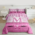 thumbnail image 2 of Manfei Letter Monogrammed Initial M Girl 3 Pieces Queen Comforter Set,Kawaii Bow Butterfly Ultra Soft Bedding Sets,Bling Pink Glitter Bedding Comforter Set,Lightweight Room Decor,Reversible, 2 of 8