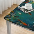 thumbnail image 4 of nygtbtfer Tablecloth with Elastic Edge,  Square Fitted Table Cloth, Wipeable Table Cover for Indoor Party Kitchen Dinner Fits Diameter Square Table, Colorful Ocean Fish Seagulls white, 4 of 7