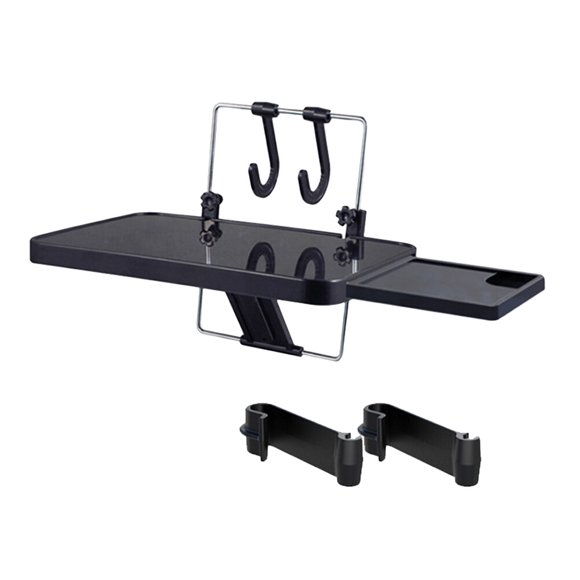 Soporte plegable para computadora portátil de coche, bandeja para bebidas en el asiento trasero, bandeja principal para el comedor, bandeja de comida para viajeros con cajón SD-1504B (negro)