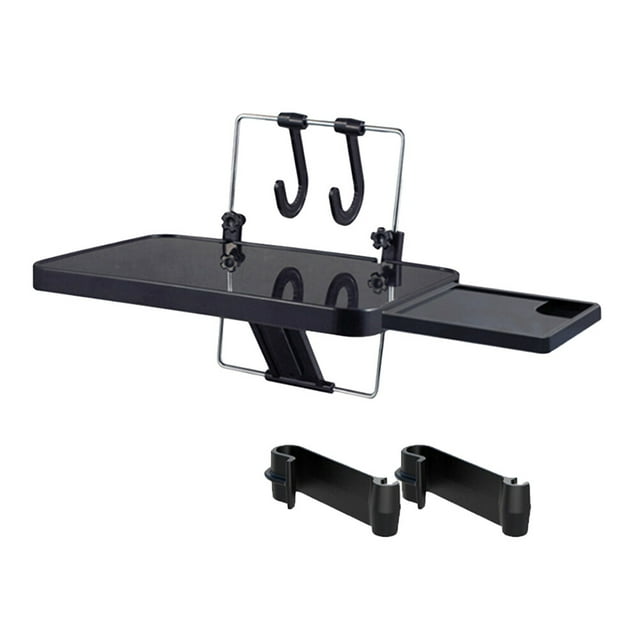 Soporte plegable para computadora portátil de coche, bandeja para bebidas en el asiento trasero, bandeja principal para el comedor, bandeja de comida para viajeros con cajón SD-1504B (negro)
