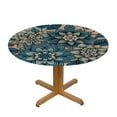 thumbnail image 3 of PIKWEEK  Green Lotus Fitted Round Table Cloth Line Art Flower Leaf Botany Elastic Stretch Tablecloth, 3 of 7