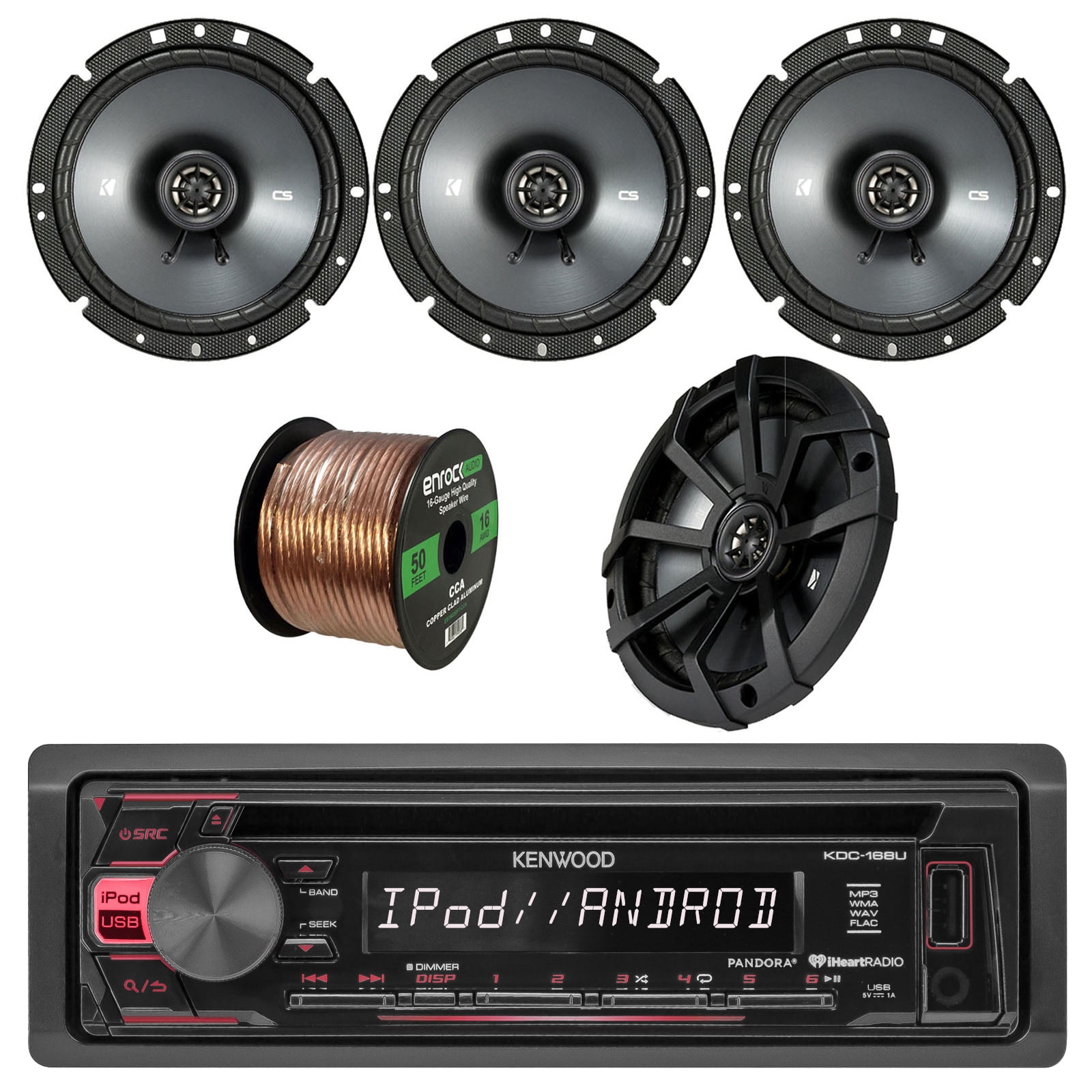 Kenwood InDash SingleDIN CD Player AUX Car Stereo Receiver W/Kicker 6