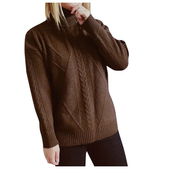 Lilgiuy Women Casual Turtlenck Sweater Long Sleeve Autumn Sweater Pullver Tops