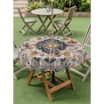 thumbnail image 5 of Outdoor Tablecloth with Umbrella Hole Zipper Boho Chic Ethnic Round Tablecloth 60" Waterproof Outside Table Cloth Orange Blue Vintage Tribes Patio Table Cover Tablecloths for Picnic Party, 5 of 8