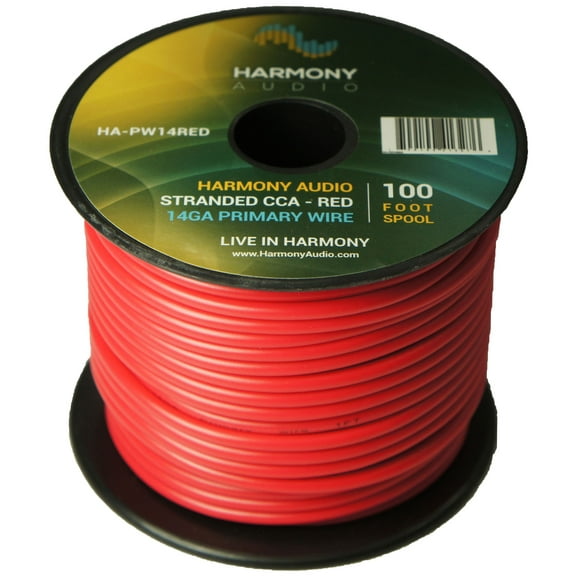 Harmony Car Primary 14 Gauge Power or Ground Wire 100 Feet Spool Red Cable New