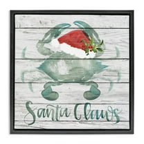 Stupell Industries Blue Crab Nautical Christmas Pun Nature Painting Black Floater Framed Canvas Art Print Wall Art, 18 x 18