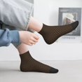 thumbnail image 2 of Rateoe Brown Moroccan Trellis Pattern Quarter Crew Socks,Toe Seamed Ankle Socks,Cotton Cushioned Breathable Athletic Crew Sports Socks, 2 of 7