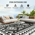 thumbnail image 5 of Outsunny Outdoor Patio Rug, Large Camping Carpet with Carrying Bag, 8' x 10' Waterproof Plastic Straw, Reversible, Black & White Rhombus Patchwork, 5 of 9