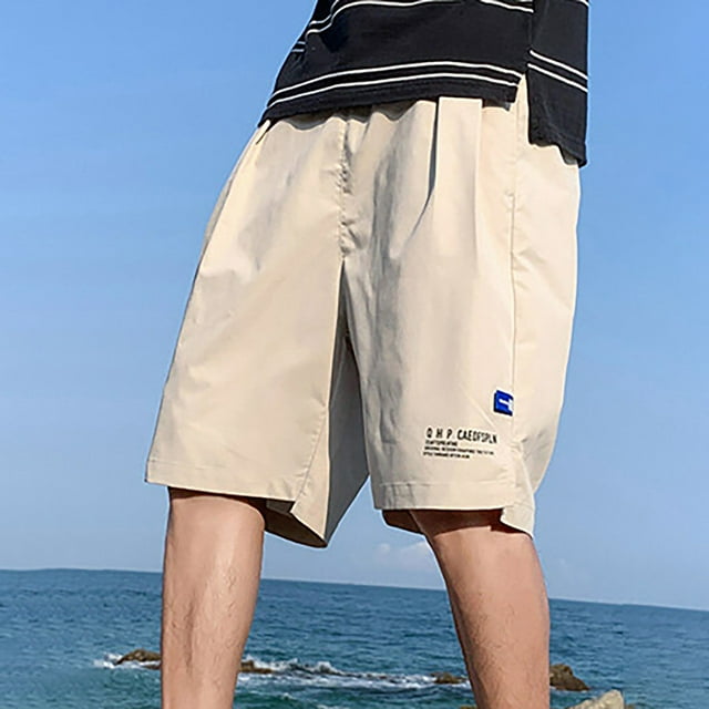 cllios Swim Trunks Men Summer Quick Dry Elastic Waist Beach Shorts Plus Size Drawstring Board Shorts Pocket Tropical Print Swimwear