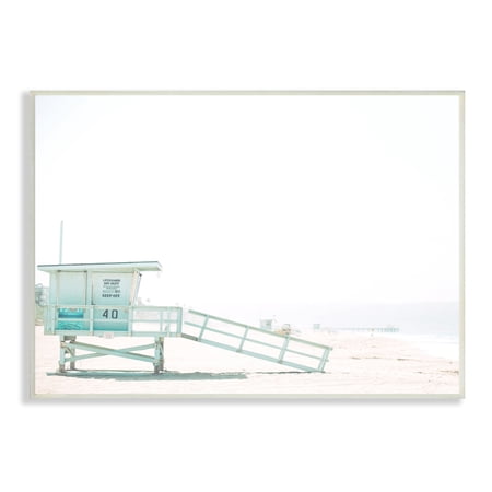 Stupell Industries Summer Sun Beach Coast Blue Lifeguard Shack Photography 15 x 10 Design by Leah Straatsma