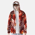 thumbnail image 2 of Daiia Red Leaf Flame Fox UPF 50+ Sun Protection Hoodie Jacket Lightweight Long Sleeve Sun Shirt for Women Men with Pocket Hiking Outdoor-3X-Large, 2 of 7