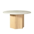 thumbnail image 5 of Miekor Furniture Qwin Natural Marble Top & Oak Finish Round Dining Table 88779, 5 of 6