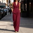 thumbnail image 4 of Bosfbaoi Two Piece Sets for Women Sleeveless Blazer Vest and High Waist Wide Leg Pants Formal Work Office Womens Summer Outfits, 4 of 8