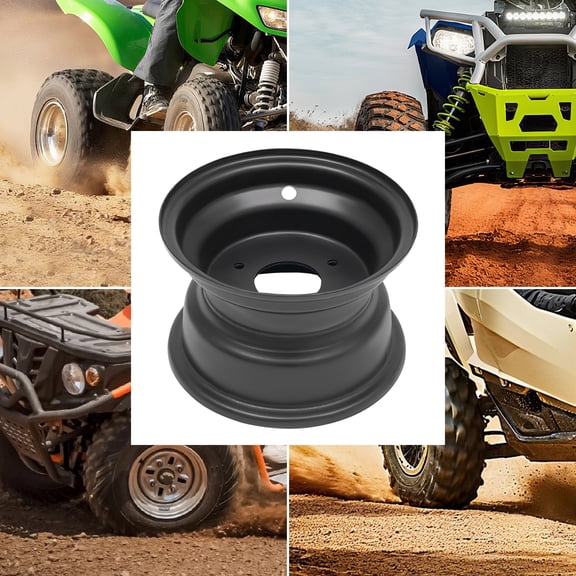 ATV Wheel Rim 16x8-7, Steel Black Rim for 125cc ATV, High Strength, Durable, Easy Install with Enhanced Stability & Traction, 3-Hole Hub