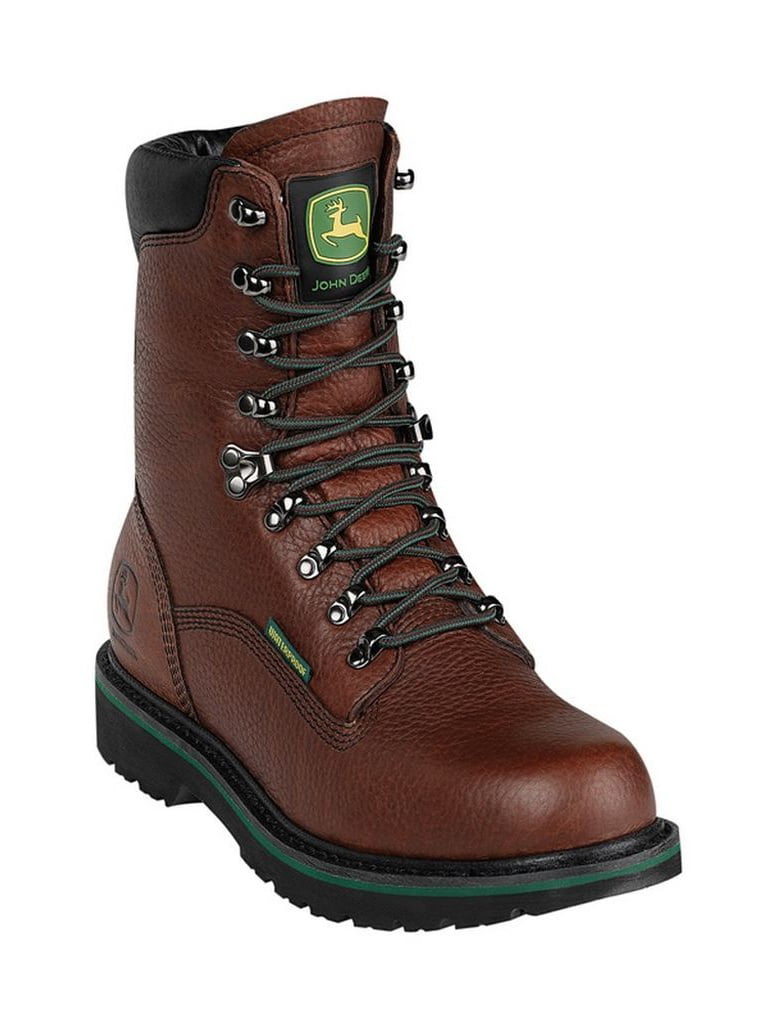 John Deere Work Boots Mens Leather Lacer Waterproof Dark Brown JD8283 ...