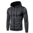 thumbnail image 2 of Men's Winter Hooded Polka Dot Casual Sports Cardigan Sweatshirt Long Sleeves 3XL Dark Gray, 2 of 4