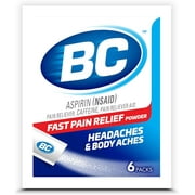 BC Powder Original Strength Pain Reliever, Aspirin Dissolve Packs, 6 Count