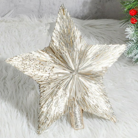 Decoración para árbol de Navidad con forma de estrella de miel, 21 cm, color champán dorado