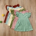 thumbnail image 2 of FLMEI 1-4T Girls Summer Dress for Kids Toddler Flying Sleeves Princess Dresses Baby Girls Solid Colour Sundress, 2 of 9