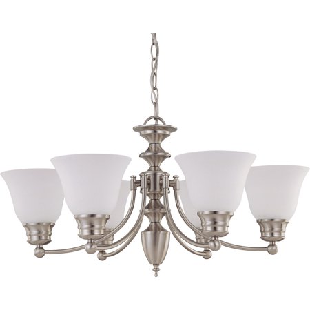 

Chandeliers 6 Light With Brushed Nickel Finish Metal Medium Base 26 inch 360 Watts