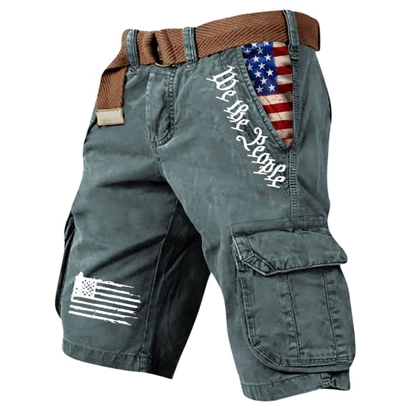 Mens Cargo Shorts Patriotic Printed 4th Of July Shorts Distressed Washed 250 Years Of Freedom Cross Cargo Shorts Outdoor Hiking Fishing Military Patriotic Shorts,Gray S