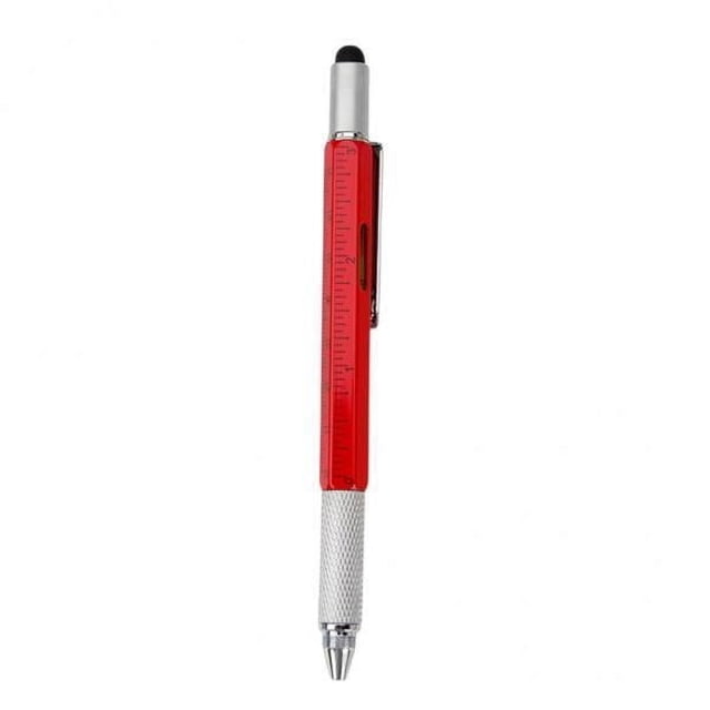 yuksok 5xScreen Tool Pen With Spirit Level Multitool Ruler Screwdriver 6 in1 Red