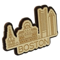 Printtoo Souvenir Multiple Boston Massachusetts City Wooden Engraved Fridge Magnet