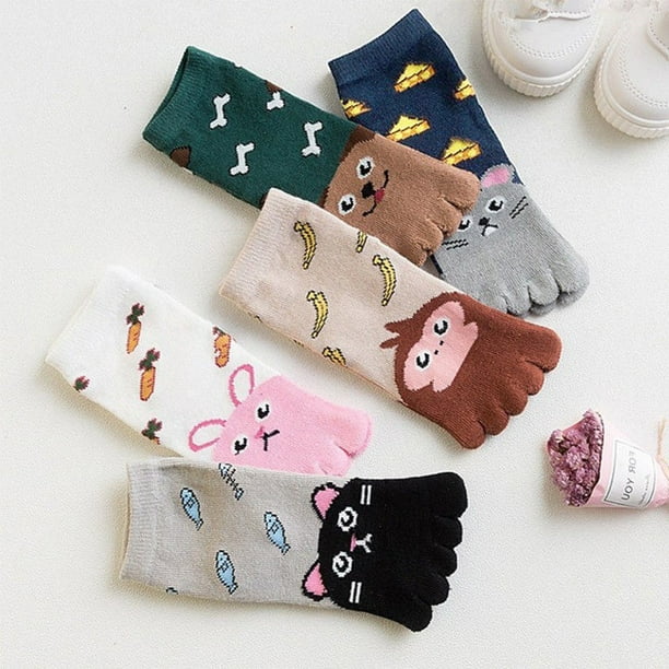 5 Pairs Children Toe Socks Cotton Kids Five Finger Socks Cute Cartoon  Animal Pattern Socks for Boys Girls 3-12 Years : : Clothing, Shoes  