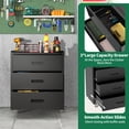 thumbnail image 3 of IKIMI 34.65"H Metal Rolling Garage Cabinet with 3 Drawers, Mobile Tool Cart Tool Storage Cabinets with Lockable Wheels, Black, 3 of 9