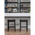 thumbnail image 2 of 2-Pcs Set Bar Stools, Counter Height 26" Backless Bar Stools, Brown, 2 of 7