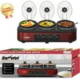 Royalcraft Multi Three Crock Slow Cooker, Buffet Servers & Warmer, Red