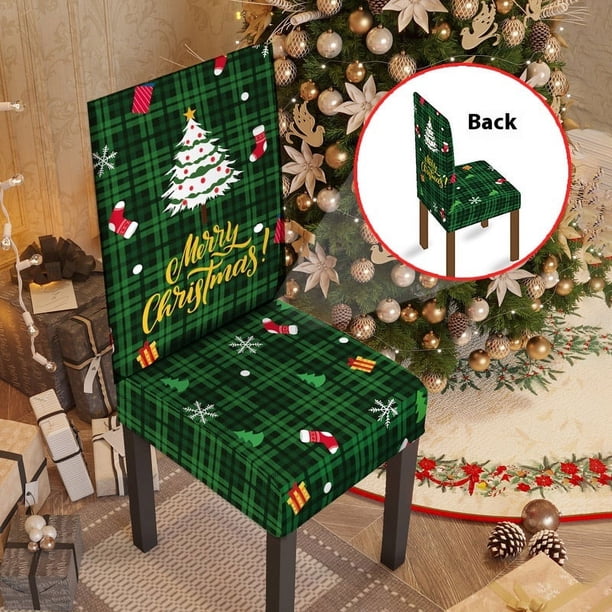 Fundas para sillas de comedor navideñas, fundas protectoras para sillas de comedor, sillas de cocina, para decoración del hogar, fiestas navideñas, juego de 4