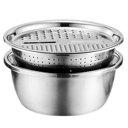 

wirlsweal Durable Stainless Steel Grater for Kitchen Use Grater Basin for Fruits Vegetables 5-in-1 Stainless Steel Basin Multifunctional Vegetable Cutter