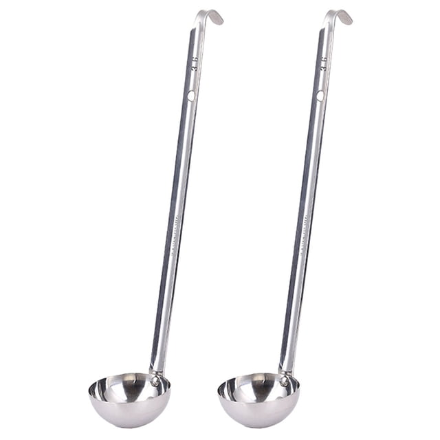 2pcs Sauces Ladles Stainless Steel Long Handle Ladles Ladle Soup Ladle Hot Pot Ladle