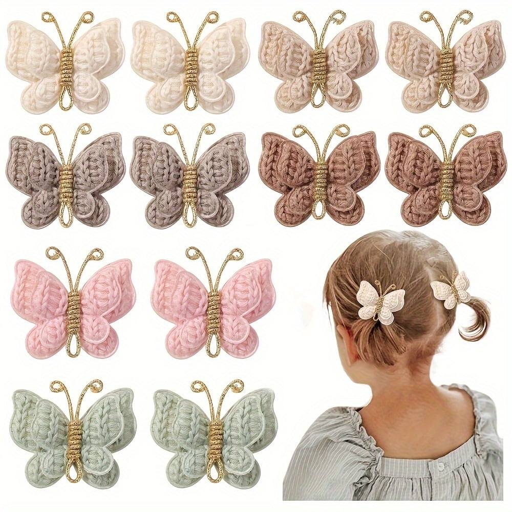 Random pack of 2 bohemian style butterfly hair clips for girls - cute and simple fashion accessories