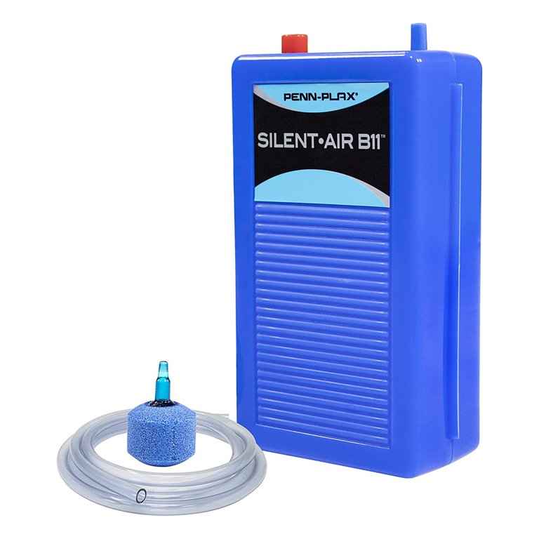 Penn-Plax Silent-Air Aquarium Air Pump with Battery Backup – Blue –  Batteries Not Included 
