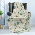 thumbnail image 4 of Floral Soft Flannel Fleece Blanket, Romantic with Little Hearts Swirled Stems with Blossoms Feminine Graphic, Cozy Plush for Indoor and Outdoor Use, 50" x 70", Turquoise Brown Beige, by Ambesonne, 4 of 5