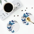thumbnail image 5 of Bingfone Vintage Blue Flying Butterflies Leather Drinks Coasters With Set Of 6,Suitable For Home Kitchen,Coffee Cup Coasters Home Gift, 5 of 9