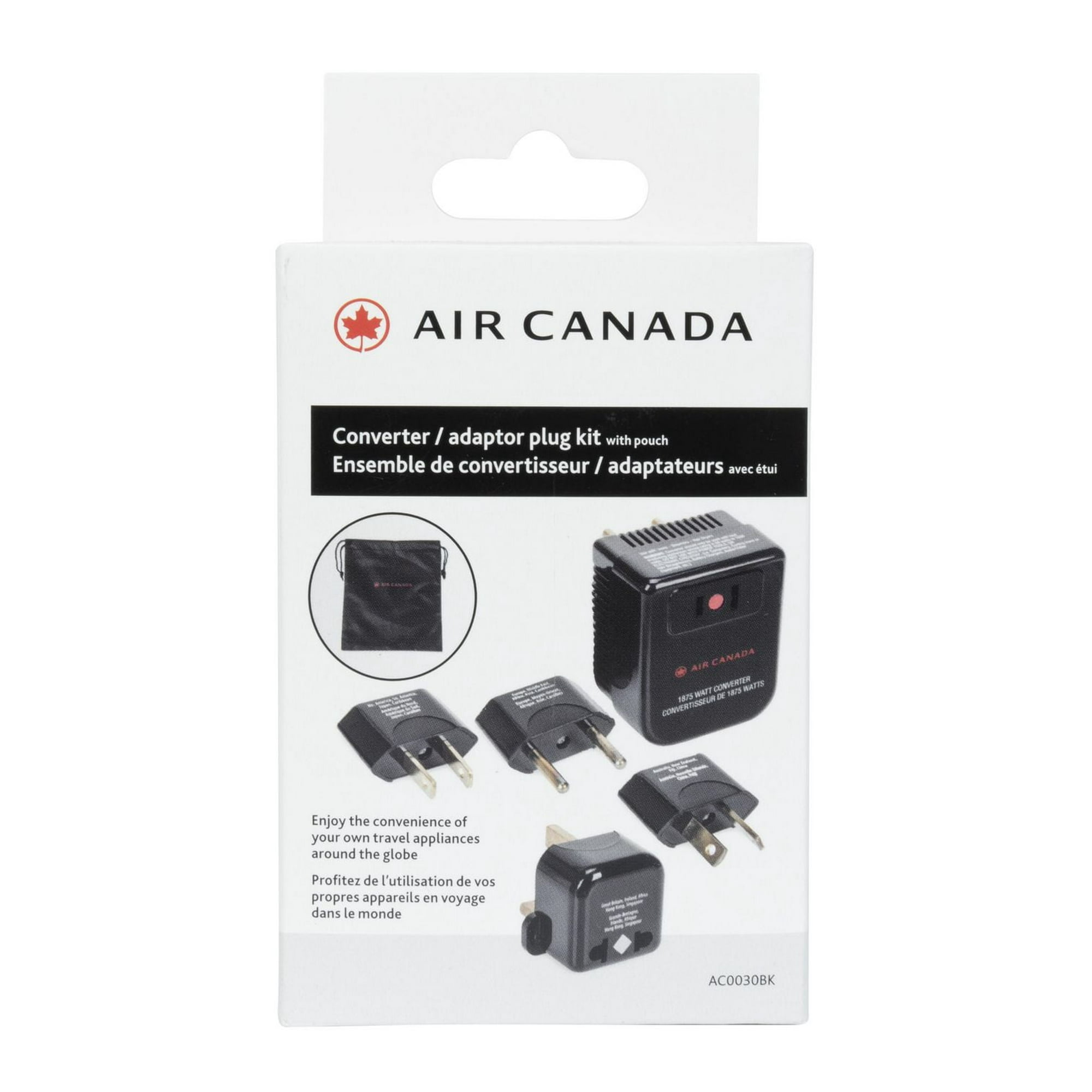 Air Canada Converter Adapter Plug Kit with Pouch Type-A,