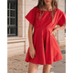 thumbnail image 5 of Vestido de Mujer con Mangas Abullonadas, Cuello Cuadrado, Lazo en la Espalda y Cremallera, Rojo L, 5 of 7
