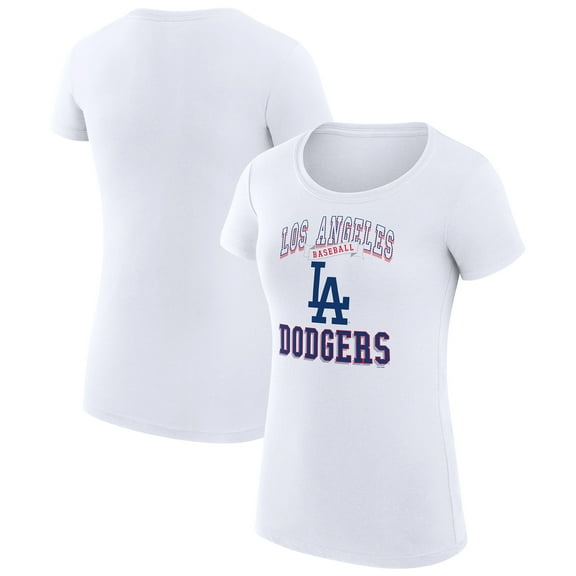 Women's G-III 4Her by Carl Banks White Los Angeles Dodgers Super-Slim Fit Lightweight Team Logo Graphic T-Shirt