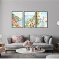thumbnail image 3 of Three vintage pink watercolor canvas wall art prints, pastel-toned poster canvases, watercolor paintings, church street scene murals, bedroom decor home wall decor, 3 of 6