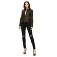 thumbnail image 2 of Made by Johnny Women's Vegan Leather Motorcycle Jacket S COFFEE, 2 of 6