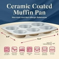 thumbnail image 2 of Bakken 6-Cup Cake and Muffin Pan, Aluminized Steel with Ceramic Non-Stick Coating, Non-Toxic, Heavy-Duty Bakeware, Even Heat Distribution, 10.8 x 8.8 Inches - Gold, 2 of 5