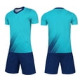 thumbnail image 2 of Nilvkv Toddler Girl Outfit, Girls Athletic Sets, Fast Dry Breathable Short Sleeve Jersey and Pocketed Shorts Set Training Blue 13-14 Years, 2 of 8
